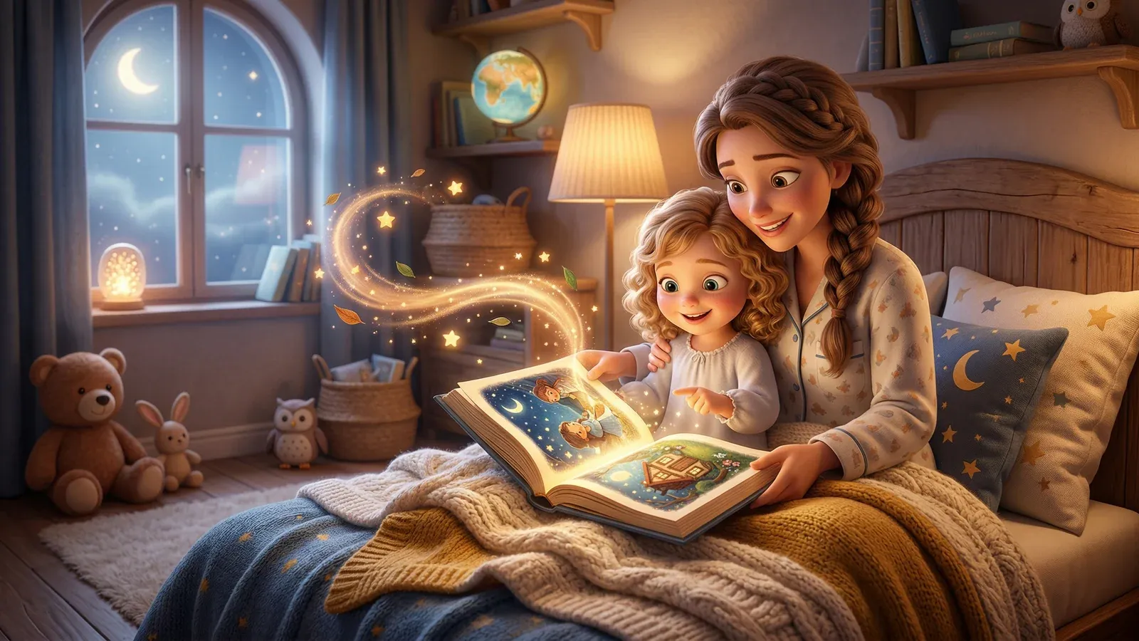 Parent and child enjoying a personalized book together